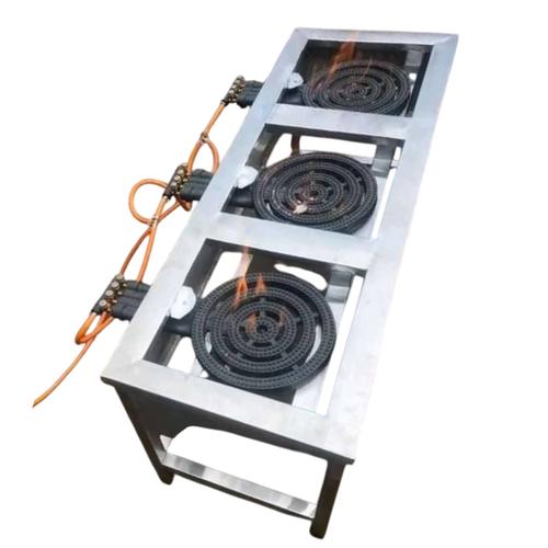 Stainless Steel 4 Ring 3 Gas Burner Cooker